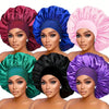 6-Pack Satin Bonnet Sleep Caps for Women - Elastic Wide Band Silky Hair Bonnets for Sleeping, Leisure, Sports - 100% Polyester Hair Protection Shower Cap Set for Curly & Straight Hair