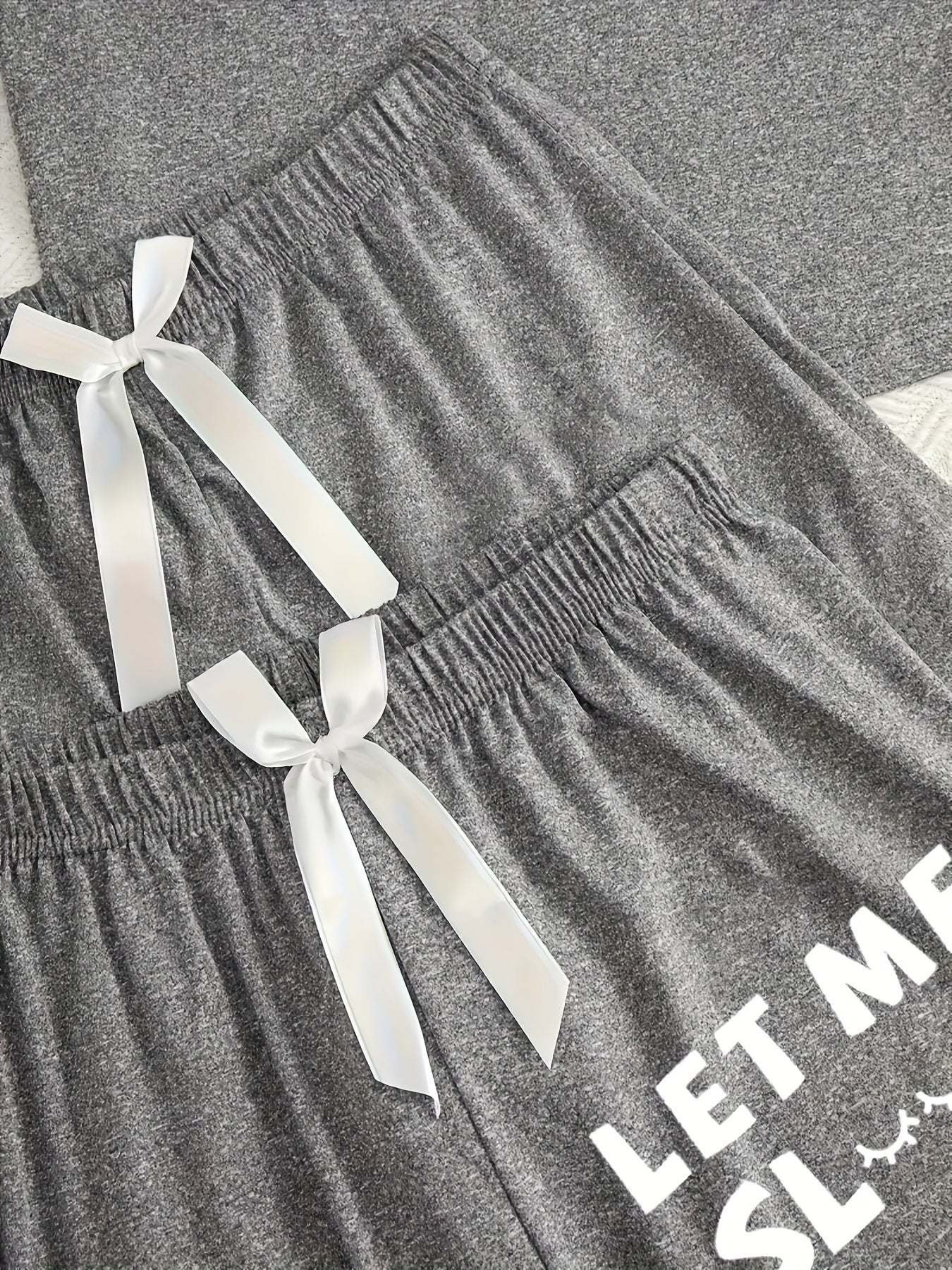 [Simple Letter Print] Women's Three Piece Set | Casual Pajamas | Short Sleeve Long Pants Shorts | Simple Letter Print