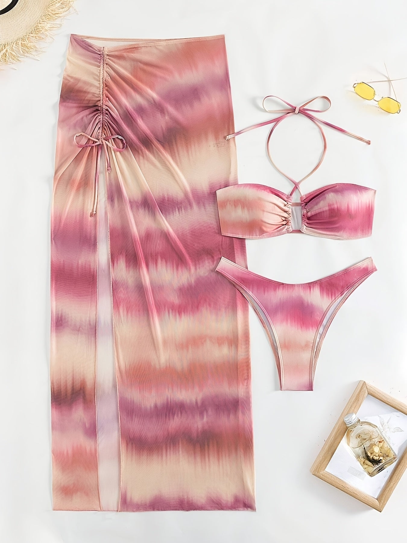 Fashionable New Gradient Bikini Three-Piece Set