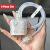5-Piece Set 3D Cartoon Crystal Butterfly Design Charger Protector Cover Suitable for Apple 18W/20W Adapter, TPU Cable Protector Sleeve with Phone Cable Spiral Protection Accessories