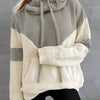 Color Block Drawstring Hooded Sweatshirt, Women's Long Sleeve Casual Pullover Sweater with Pocket