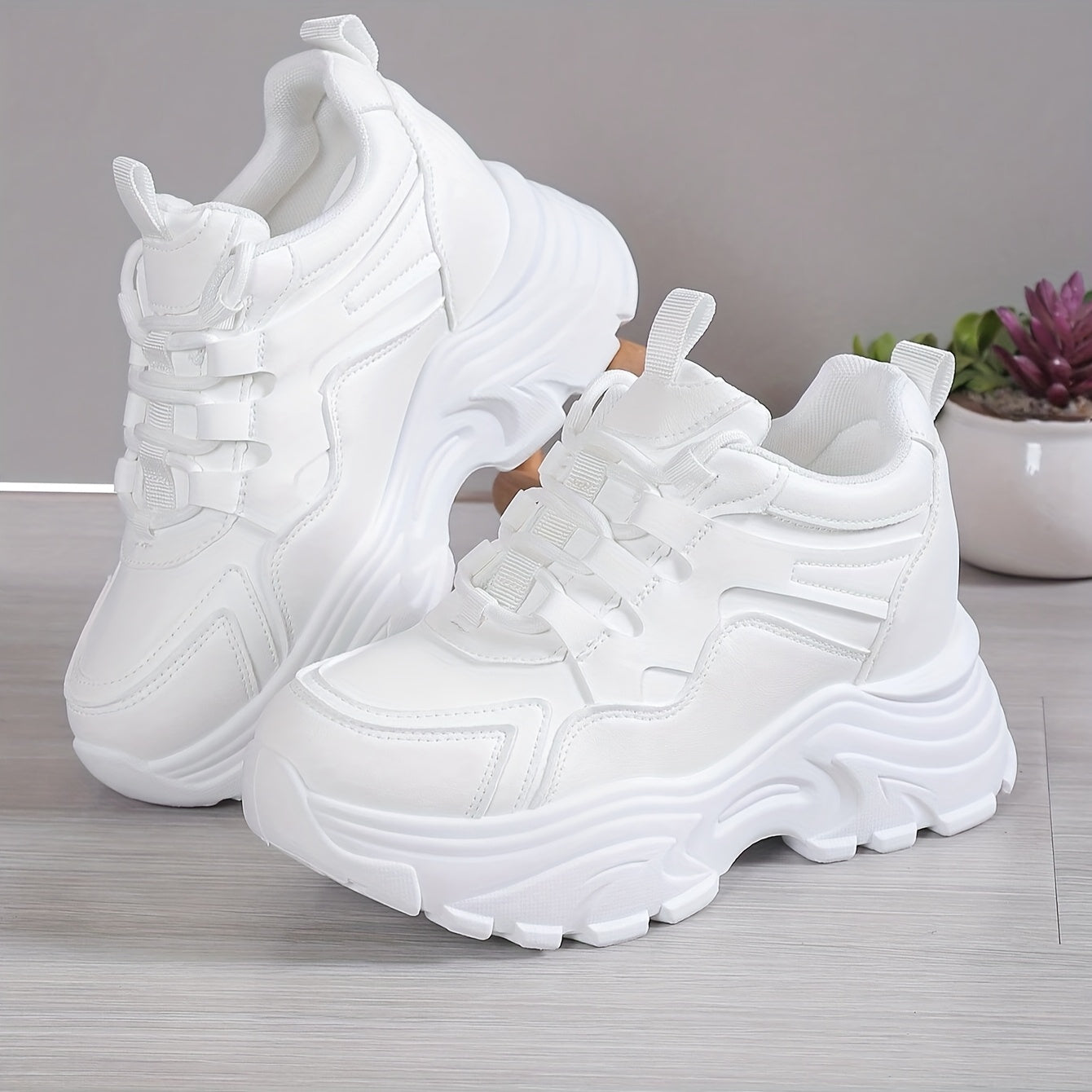 Elegant Urban Stride: All-Season High-Top Sneakers with Lace-Up Closure, Comfortable Walking Shoes for Casual & Sporty Attire, Casual Walking Shoes | Stylish High Top Sneakers | Durable Footwear