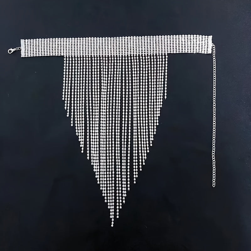 1 Piece Women's Luxury Rhinestone Tassel Necklace - 18K Gold Plated, Synthetic Cubic Zirconia Mosaic - All-Season Jewelry | Glamorous & Elegant Design | Perfect for Banquet Party Nightclub