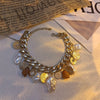 Women's Vintage Style Charm Bracelet - Alloy Chain with Faux Baroque Pearls & Rhinestones | Elegant & Versatile | Perfect for Daily and Vacation Wear
