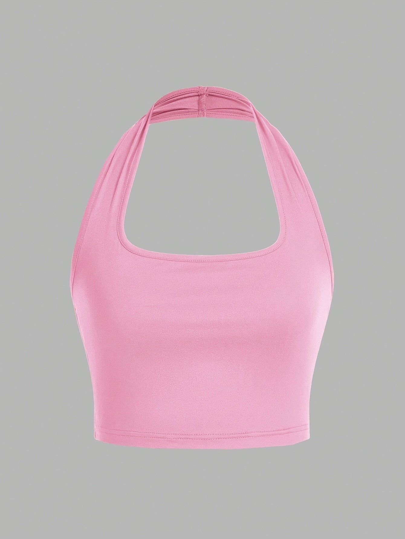 Women's White Halter Neck Sports Crop Top - Stretchy Breathable Backless Tank Top for Summer Workouts & Casual Wear, Machine Washable Sleeveless Shirt, Gym Apparel, Smooth Texture