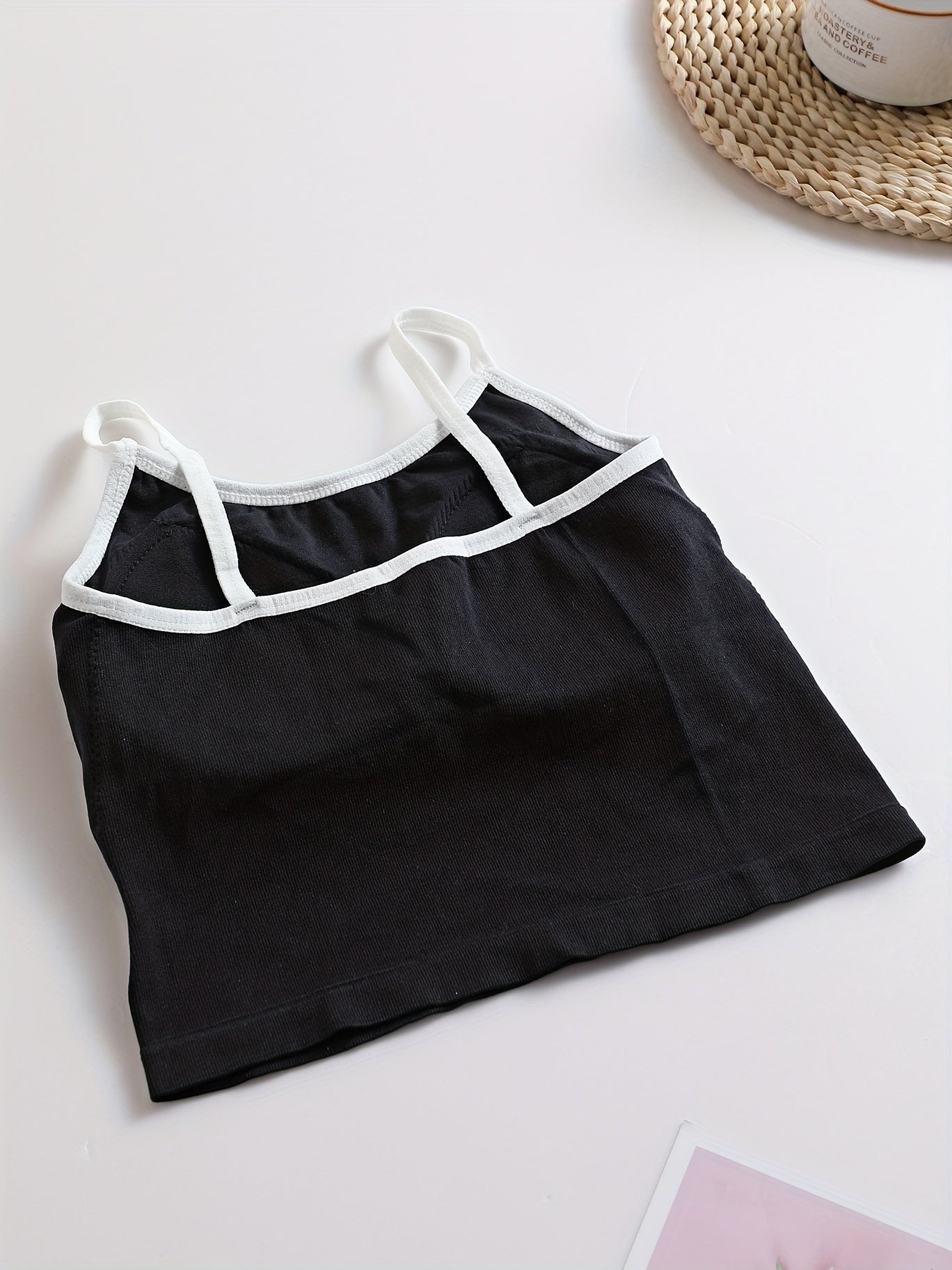 Girls Fashion Sports Cropped Cami Top With Padding, Suitable For 11-15 Years Old