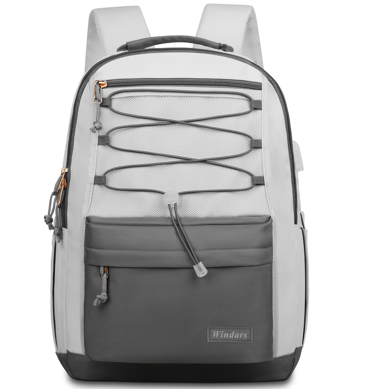 Stylish Large Capacity School Backpack for Teens Girls & Women Students - 15.6 Inch Laptop Bag with USB Charging Port, Durable Polyester College Bookbag, Khaki/Beige Travel Backpack for Work & Daily Commute, Backpack for Scho