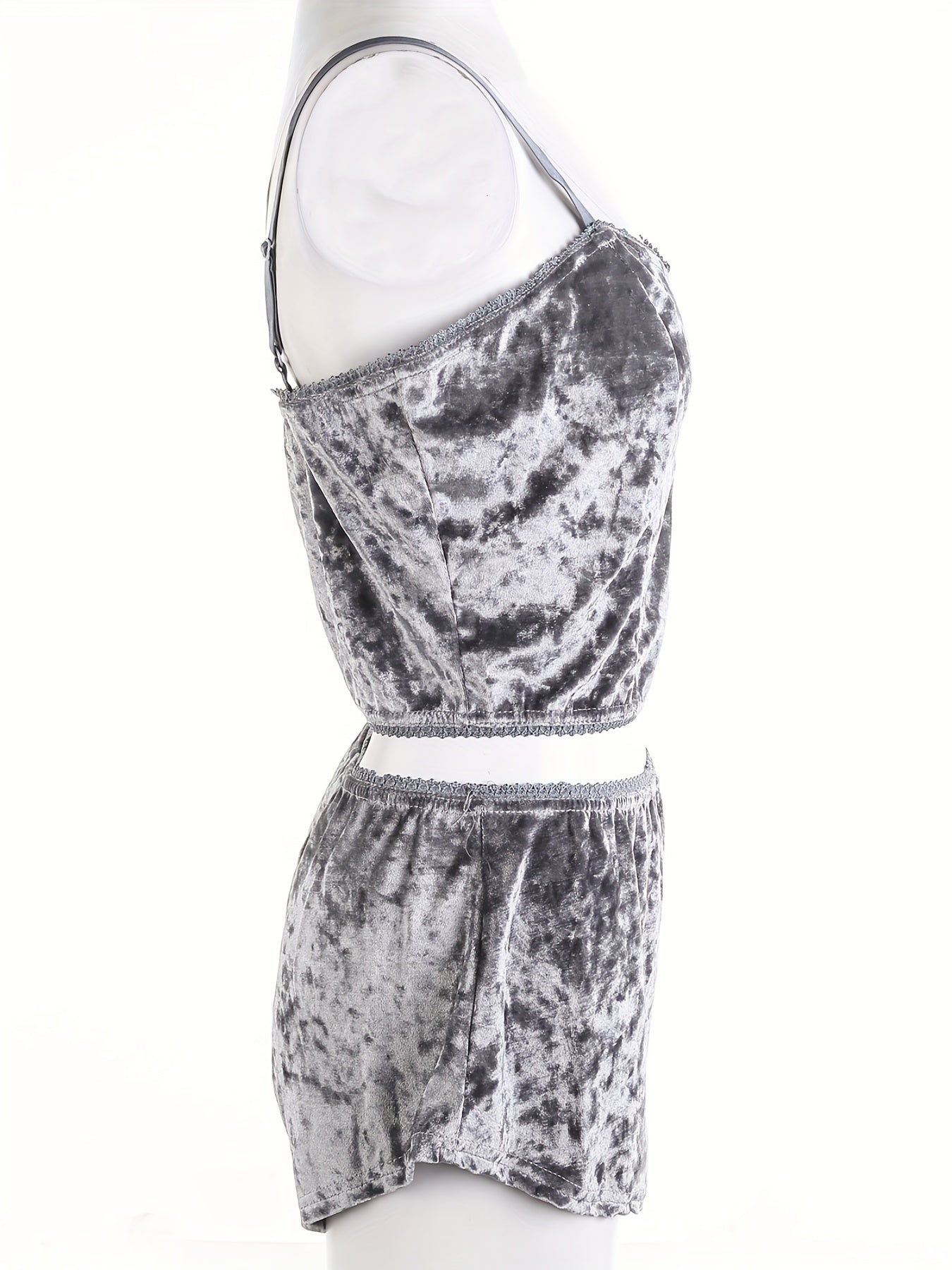 2PCS Women's Pajama Sets, Square Neck Crop Top & Elastic Shorts, Smooth Polyester Fabric, All-Season Sleepwear Set | Micro Elasticity | Machine Washable