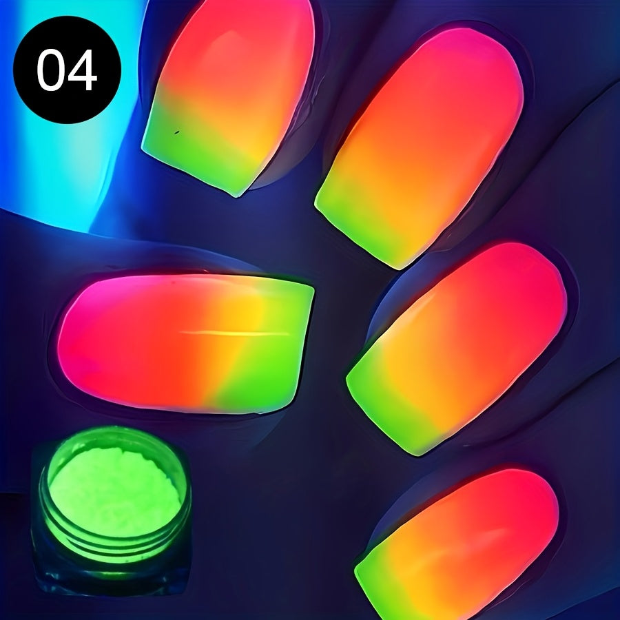 1 Box Neon Phosphor Powder Nail Glitter Powder Dust Luminous Pigment Fluorescent Powder Glow In The Dark Nail Glitters For Nail Decoration For Music Festival
