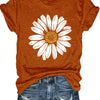 Women's Casual Daisy Flower Print T-Shirt - Soft Polyester Crew Neck Tee, Black with White Daisy Design, Short Sleeve, Perfect for Summer Outfits, Ladies T Shirts