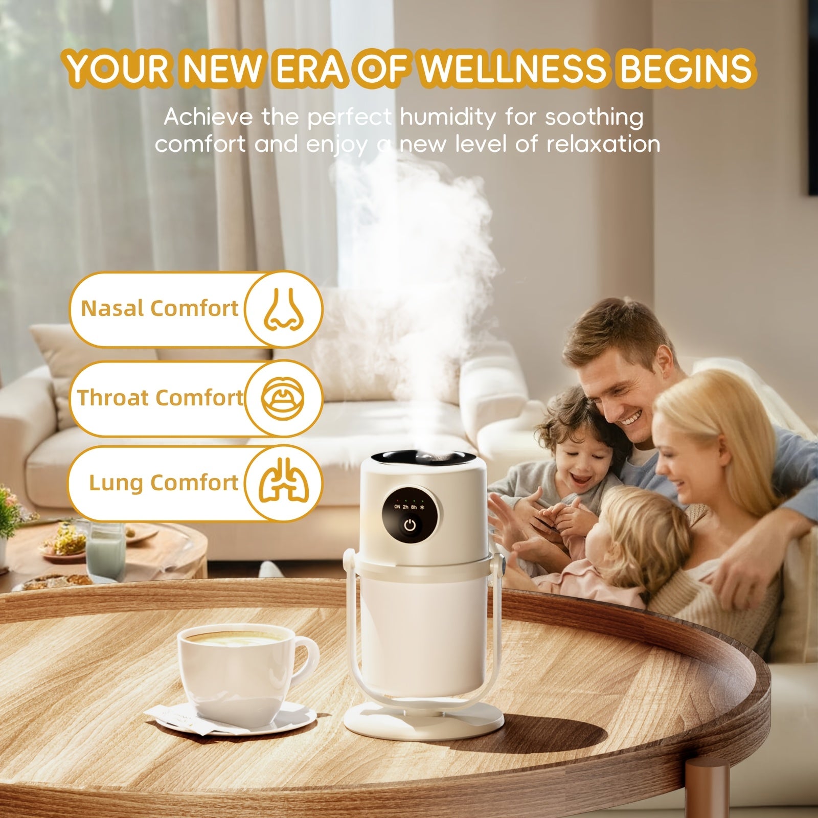 Humidifiers For Bedroom Cool Mist Humidifiers(Summer), Quiet Cool Mist Humidifier, Bedroom Bedside Humidifier, Desktop Air Diffuser, USB Powered, Adjustable Brightness Air Humidifier With Lighting, Suitable For Desks, Homes A