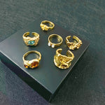 6pcs set of fashionable open ring sets, adjustable in size, suitable for many people to wear high-end rings, beautiful when worn alone or stacked, exquisite gift for friends, bohemian style jewelry combination