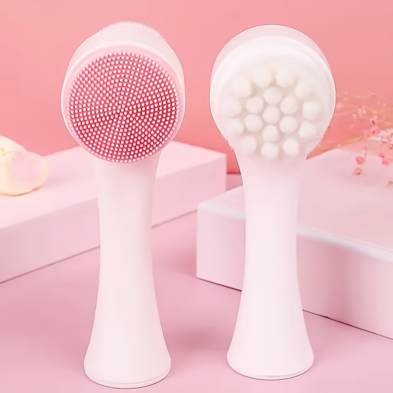 7pcs Facial Cleaning and Care Set - Deep Cleaning, Beauty Spa Mask Brush Kit, Includes Soft Fleece Headband, Headband Tie, Gentle Exfoliating Brush, Detail Silicone Facial Cleansing Brush, Portable Skincare Tool, Includes Was