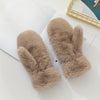 1 Pair Women’s Cozy Faux Fur Mittens - Thick, Warm & Soft Beige Winter Gloves for Outdoor Activities, Hand Washable Polyester