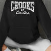Women's Casual Sports Hoodie with Kangaroo Pocket, 100% Polyester Knit Fabric, Light Gray Heathered Texture, Bold "CROOKS & CASTLES" Letter Print, Relaxed Fit Pullover Sweatshirt for All Seasons