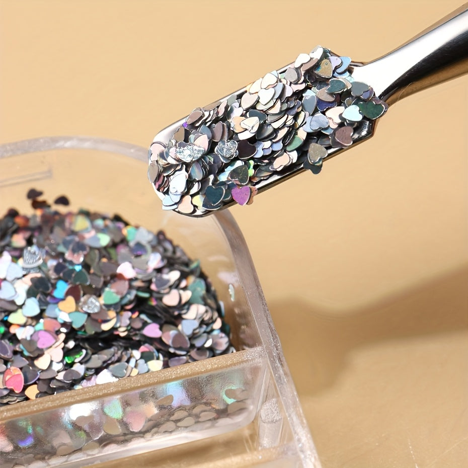 Mini Love Heart Nail Glitter Sequin Laser Shiny Sparkly Sequin 3D Holographic Red Pink Golden Silvery Flash Flakes DIY Nail Decorations