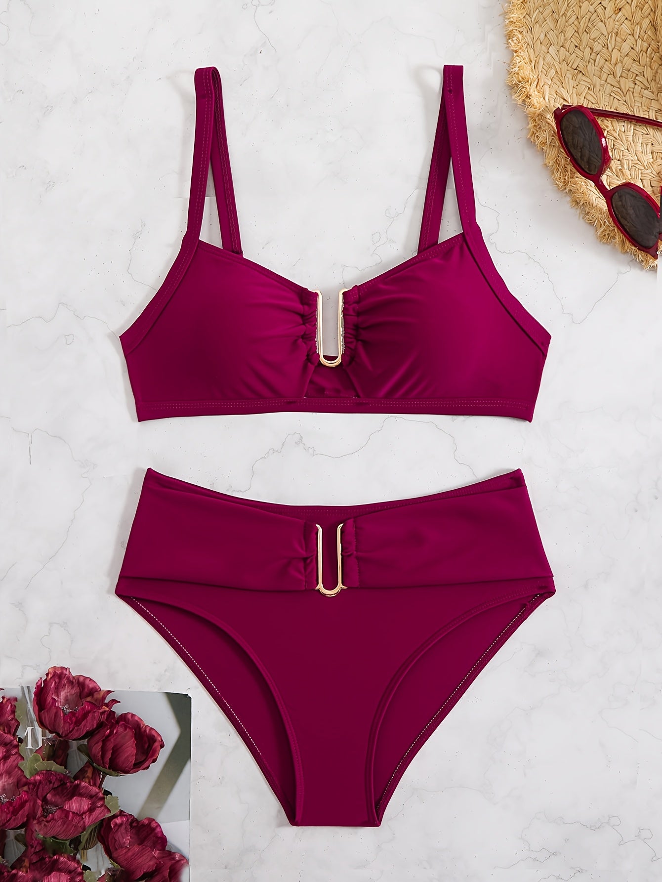 Stylish Monochrome Bikini Two-Piece Swimsuit