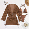 [Sexy Bikini Set] Stylish Sexy Four-Piece Bikini Set with Sheer Cover-Up, European and American