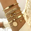 5 Pieces Vintage Elegant Simple Geometric Twisted Glossy Open Bangle Set Women's Daily Match Attend Party Vacation Dating Holiday Gift
