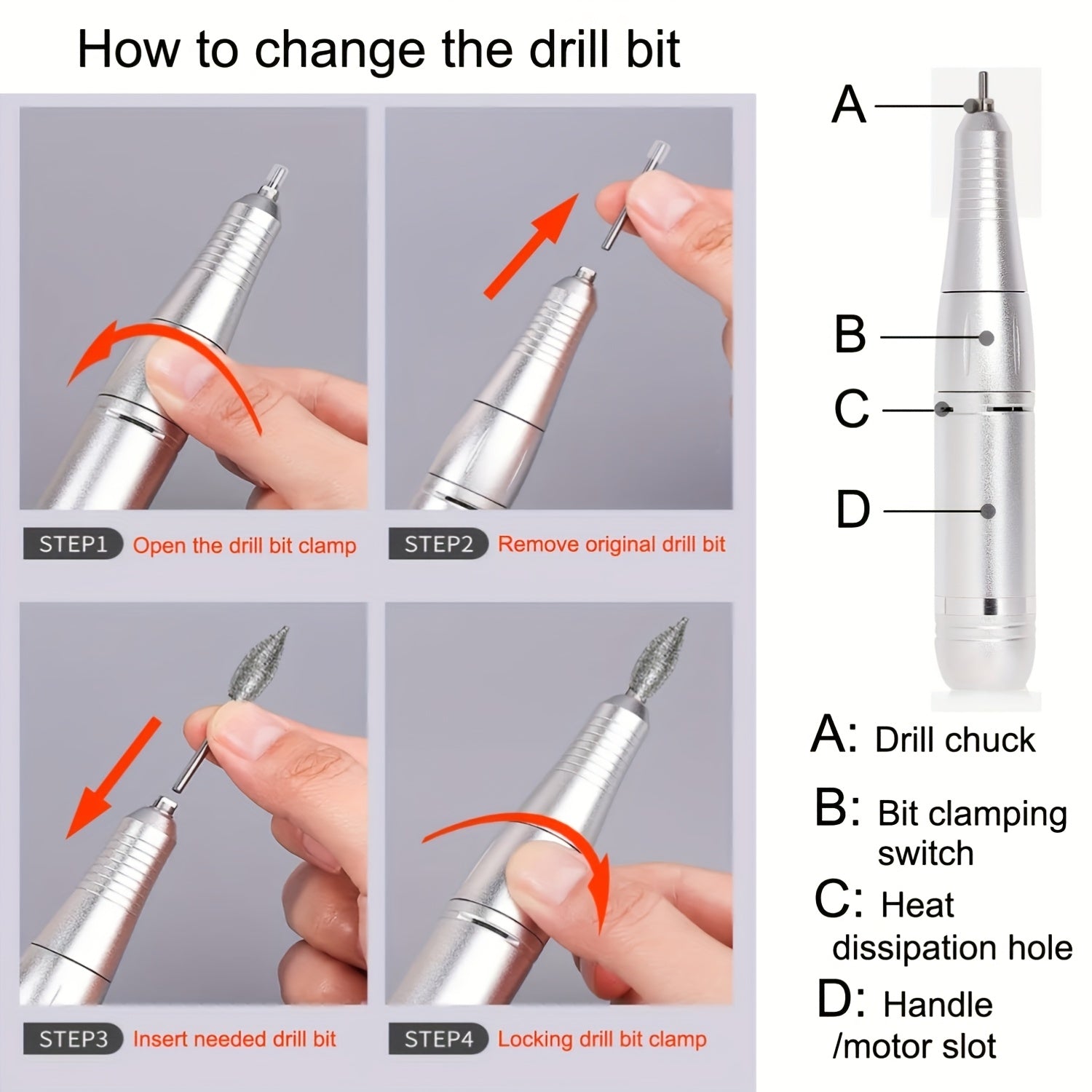 45000RPM Rechargeable Nail Drill Electric Nail File Machine, Perfect For Home And Salon Use, Professional Nail Drill For Acrylic Gel Nails, Manicure Pedicure Polishing, Pink, Unicorn Purple