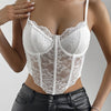 Women'S Floral Lace V-Neck Corset Top, European Style Sexy See-Through Pullovers, All-Season Knit Fabric with Medium Stretch, 95% Polyester 5% Elastane, No Padding, Regular Fit for Going Out