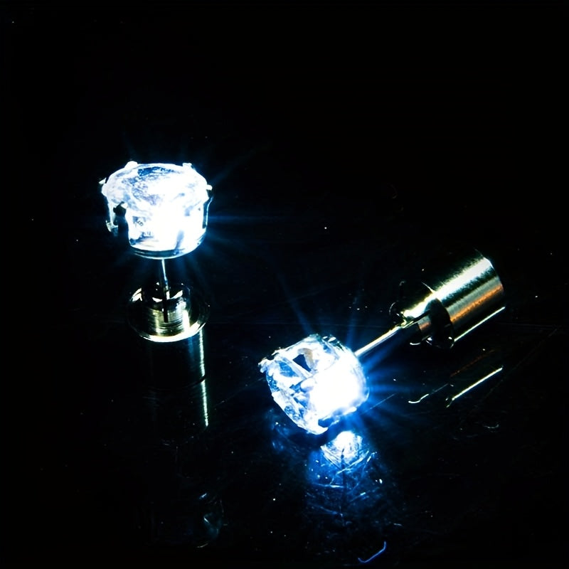7 Colors Available Blue Pink Purple Green White Violet Orange Luminous Earrings, Men's LED Studs, Women's Glowing Ear Tops, Halloween Gift for Boyfriend and Girlfriend One Pair