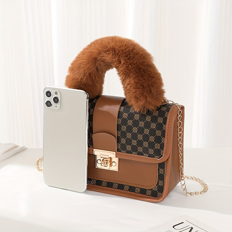 Mini Vintage Crossbody Bag, Retro Fluffy Shoulder Bag, Women's Fashion Handbag & Purse