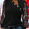 Ladies new solid color mesh print long sleeve irregular neckline unique design fit comfortable simple versatile top
