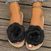 1 Pair Women's Floral Slip-On Sandals, Casual All-Season Fabric Upper with EVA Sole and Insole, Hand Washable - Fashionable Flat Beach Slides, Ladies Sandals