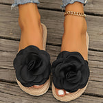 1 Pair Women's Floral Slip-On Sandals, Casual All-Season Fabric Upper with EVA Sole and Insole, Hand Washable - Fashionable Flat Beach Slides, Ladies Sandals