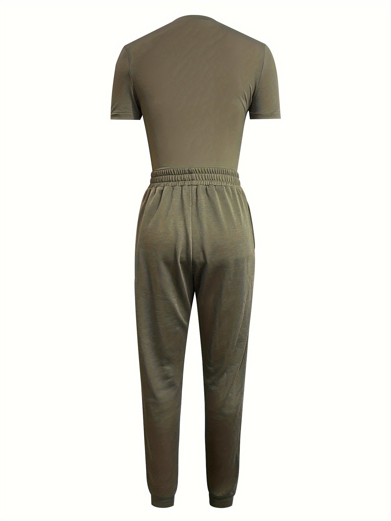 Stylish Letter Print Pants Set - Women's Clothing - Crew Neck Sleeveless Slim Fit Tank Top, Drawstring Waist Pockets Jogger Pants, Comfortable Casual Wear for Everyday, Summer Outings, and Travel