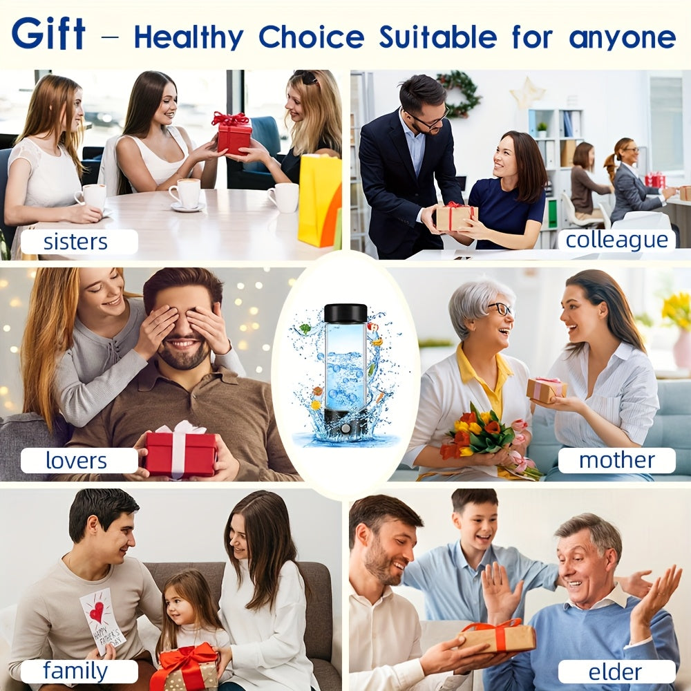 Portable hydrogen water bottle, upgraded version of 1000mAh rich in hydrogen water cup, rechargeable electrolytic hydrogen generator for 3 minutes, bubble machine spare parts, suitable for home office travel fitness