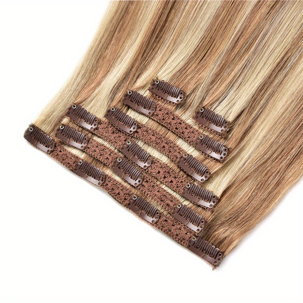 Clip in Hair Extensions Remy Human Hair Clip in Human Hair Natural Straight Clip in Extensions Full Head 7pcs 2.47 oz Long Straight Real Hair