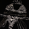 2pcs Women Sexy Punk Style Bikini Set Zebra-stripe Halter Personality Chain Decoration Swimsuit Hot Spring Three-Point Swimwear
