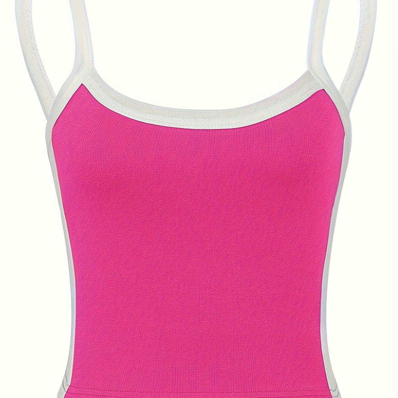 1pc Women'S Summer Solid Color Round Neck Tank Top, Polyester Knit Camisole with Shoulder Straps, Young Style Sleeveless Shirt