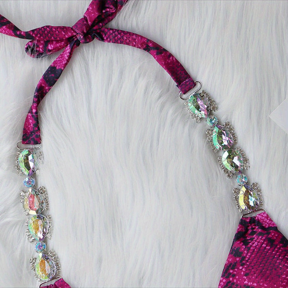 2025New Bikini, Sexy Snake Print Crystal Diamond Women'S Split Swimsuit, Beach Swimsuit