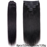 Straight Clip In Hair Extensions Real Human Hair Clip Ins Hair Extensions For Women 8pcs Clip On Hair Extensions 18 Clips Double Weft Brazilian Remy Natural Human Hair 120G