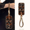 Vintage Flower with Hand Strap Brown Shockproof Frosted Full Cover Anti-Fall Mobile Phone Case Suitable for Apple 16PROMAX/16PLUS/16PRO/16/15PROMAX/15PLUS/15PRO/15/14PROMAX/14PLUS/14PRO/14/13PROMAX/13PRO/13/12PROMAX/12PRO/12
