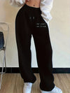 Women's Geometric Print Straight-Leg Jogger Pants with Elastic Waist & Pockets - All-Season Casual Lounge Pants, Machine Washable Black Trousers for Women, Casual Attire, Comfortable Fit