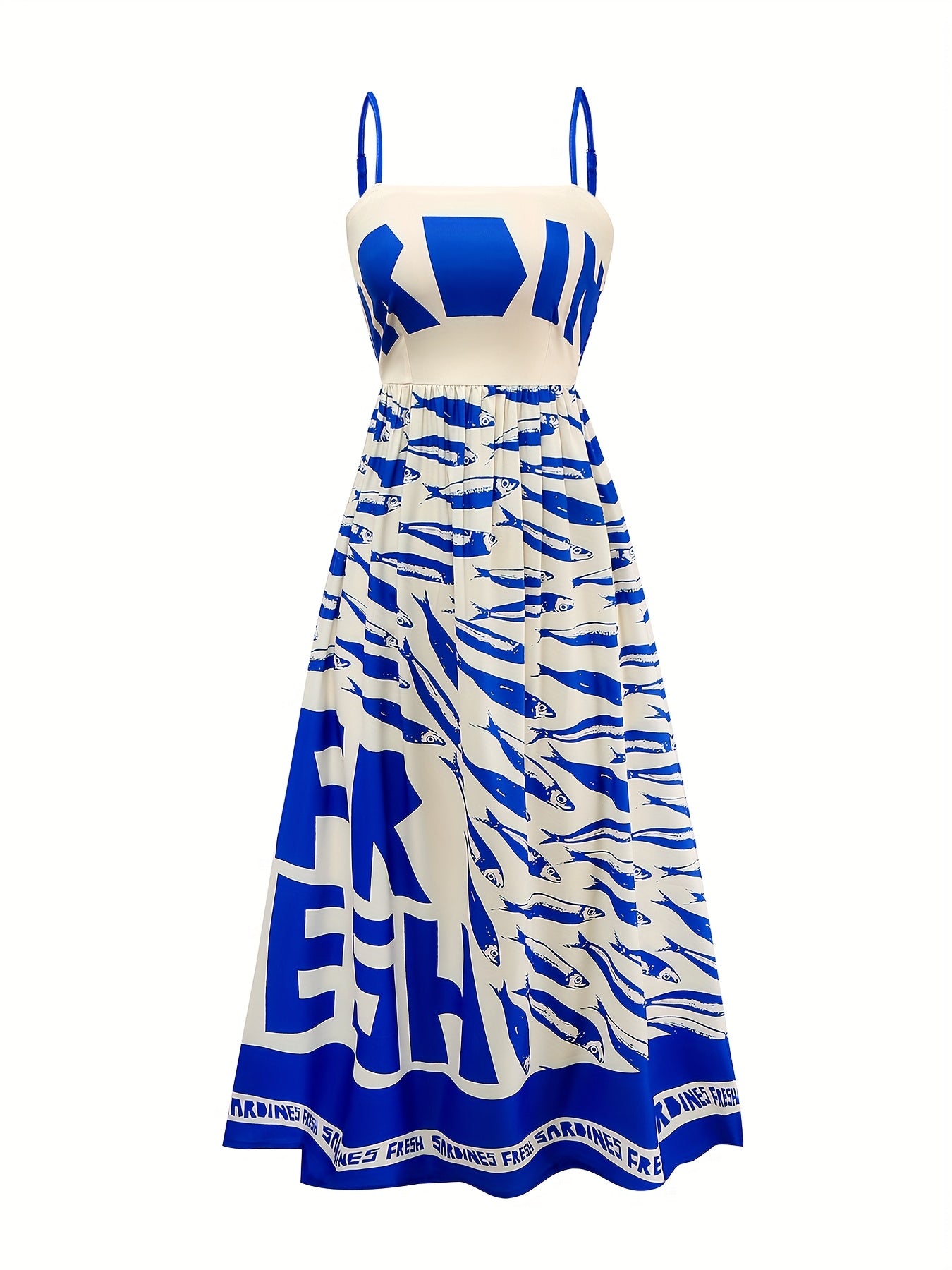 Elegant Summer Women'S Red Letter Print Contrast Color Cami Maxi Dress with Petticoat and Side Slit - Sleeveless, Alphabet Pattern, Perfect for Casual Attire, Summer Dress
