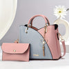 Elegant 2pcs Women's Handbag Set with Heart Tassel - Chic Colorblock Crossbody & Clutch Purse, Adjustable Strap, Magnetic Closure - Perfect Valentine's Gift