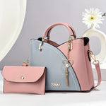 Elegant 2pcs Women's Handbag Set with Heart Tassel - Chic Colorblock Crossbody & Clutch Purse, Adjustable Strap, Magnetic Closure - Perfect Valentine's Gift