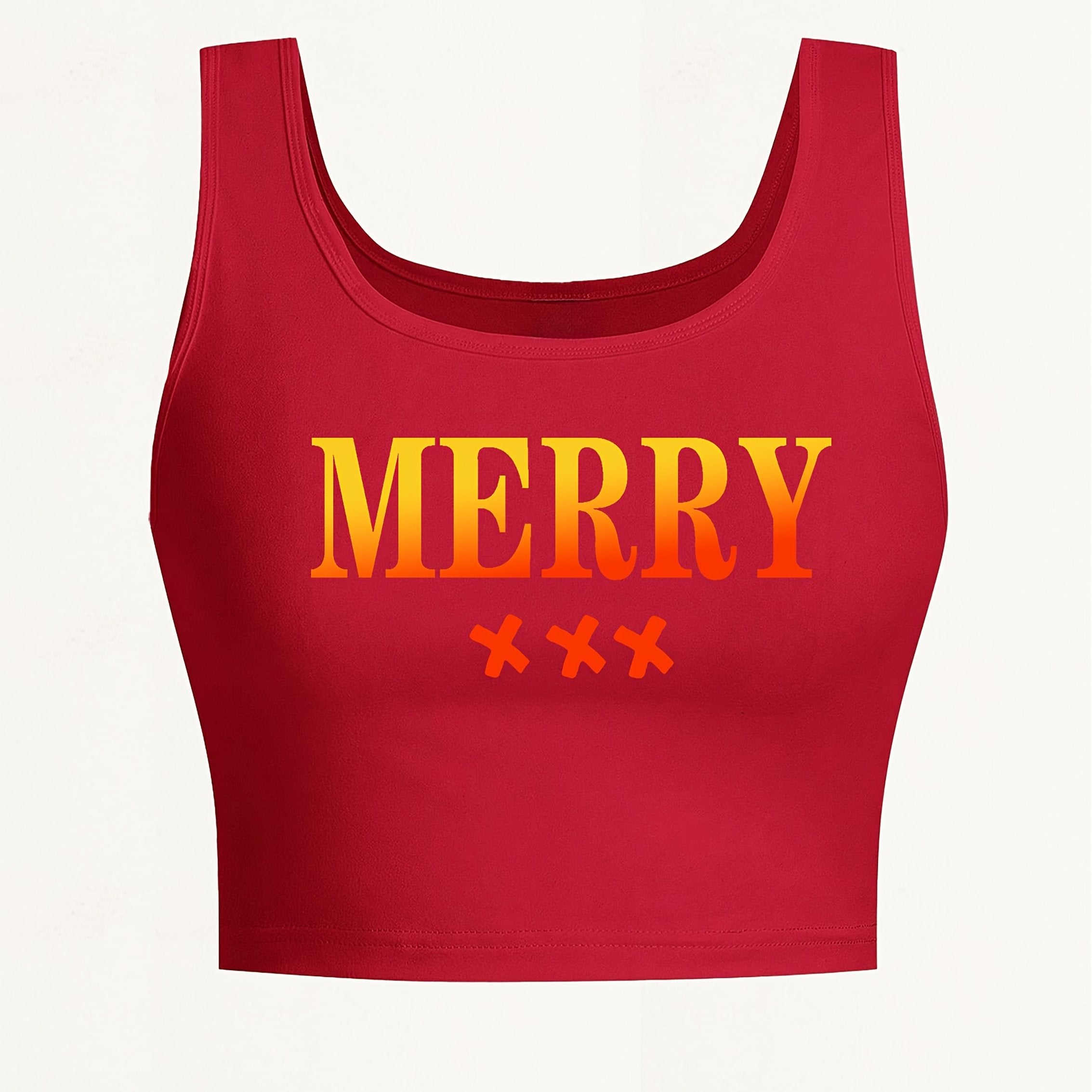 Women's Sexy Deep Scoop Neck Seamless Cropped Tank Top - Soft Stretch Letter Print Yoga Top for Spring Summer Fall, Breathable Casual Wear & Gym Workout Shirt, Curvy Plus Tank Tops, Seasonal Fashion, Offshoulder Fashion, Smoo