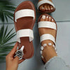 Women's Double Strap Slide Sandals - Casual Slip On Flat Summer Shoes, Lightweight - For Women - Perfect for Beach, Pool, and Casual Wear - Ideal Gift for Summer