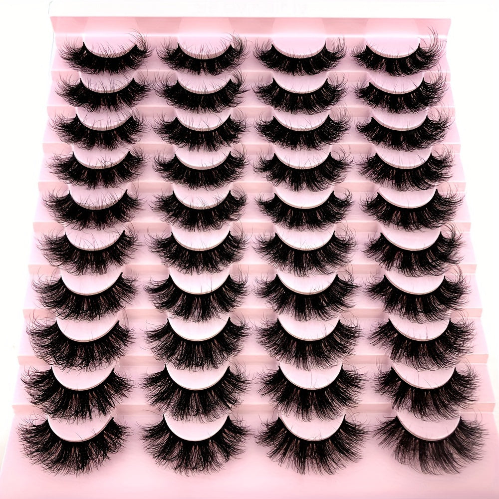 20 Pairs Handmade 3D Mink Eyelashes Set, Natural Fluffy Cat Eye Style, Reusable 0. 07mm Thickness, C/D Curl, 13-25mm Length, Beginner-Friendly False Lashes for Dramatic Makeup Looks