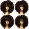 Curly Afro Wig With Bangs Short Kinky Curly Wig For Women Synthetic Black Curly Wigs Shoulder Length Glueless Afro Wig