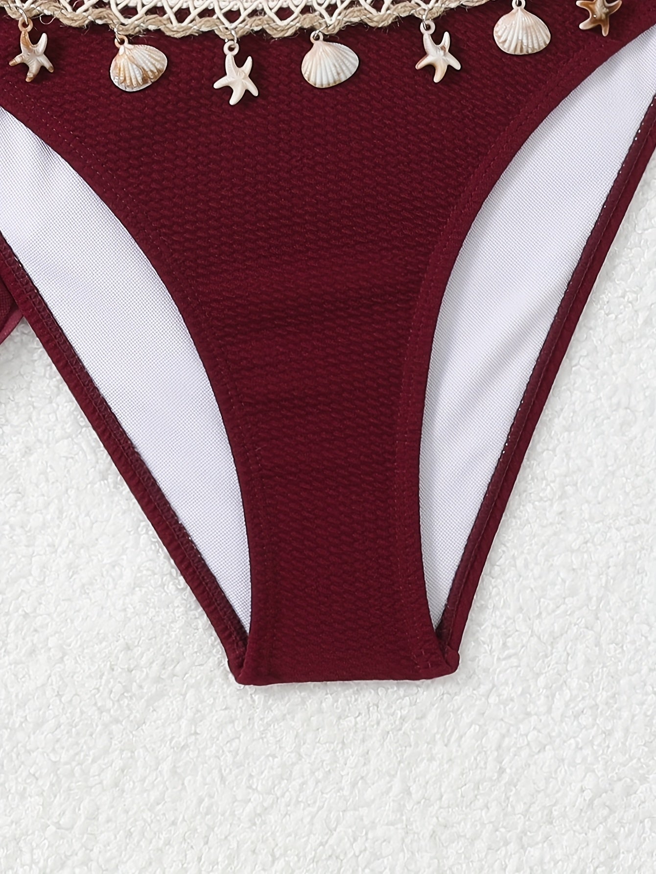 3pcs QVR Women'S Summer Fashion Ruffle Bikini, Polyester and Elastane Blend, Solid Color, High Stretch Knit Fabric, with Lace-Up Detail, for Sun Protection Swimwear Set