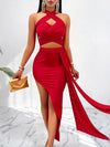 Ladies' Fashionable Sleeveless Red Dress with Crossback and Keyhole Neckline -  Summer Dress - For Women - Perfect for Parties & Events - Ideal Gift for Her