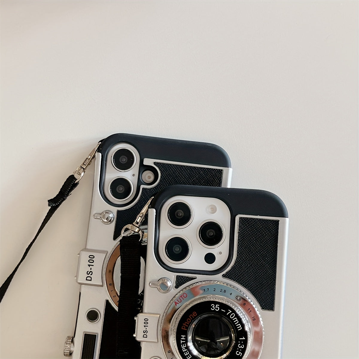 Fashion Crossbody Strap 3D Camera Phone Case for iPhone 16 15 Pro 14 Plus 11 13 12 Pro Max Cover Cute Soft Protective Cases