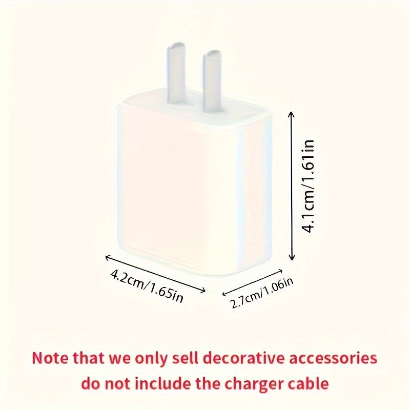 5-Pack Cute Bunny Pattern TPU Charger and Cable Protector Set, 18/20W Fast Charger Head Anti-Break Winder, Ideal Gift for Boyfriend/Girlfriend